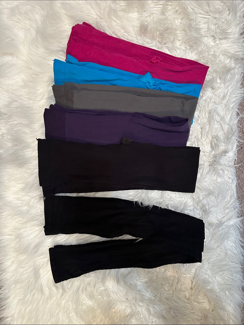 Women’s footless Colorful Leggings Pack - Black, Purple, Gray, Blue, Pink